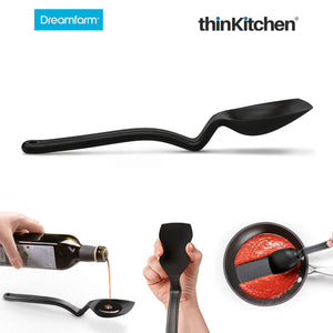 Dreamfarm Supoon - Non-Stick Silicone Sit Up Scraping & Cooking Spoon with Measuring Lines, Black