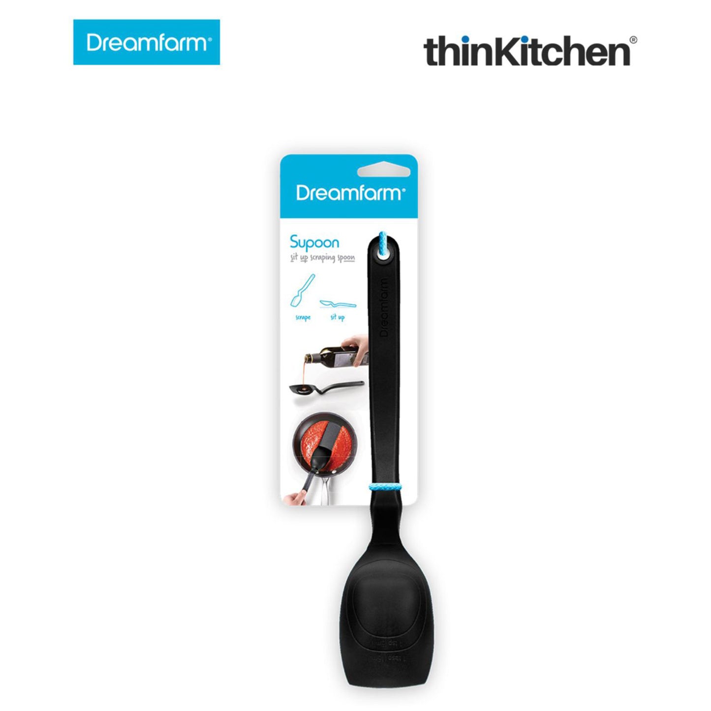 Dreamfarm Spadle Non Stick Cooking Spoon Serving With Measuring Lines Black