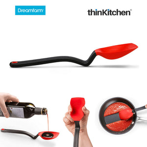 Dreamfarm Supoon - Non-Stick Silicone Sit Up Scraping & Cooking Spoon with Measuring Lines, Red