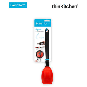 Dreamfarm Supoon - Non-Stick Silicone Sit Up Scraping & Cooking Spoon with Measuring Lines, Red