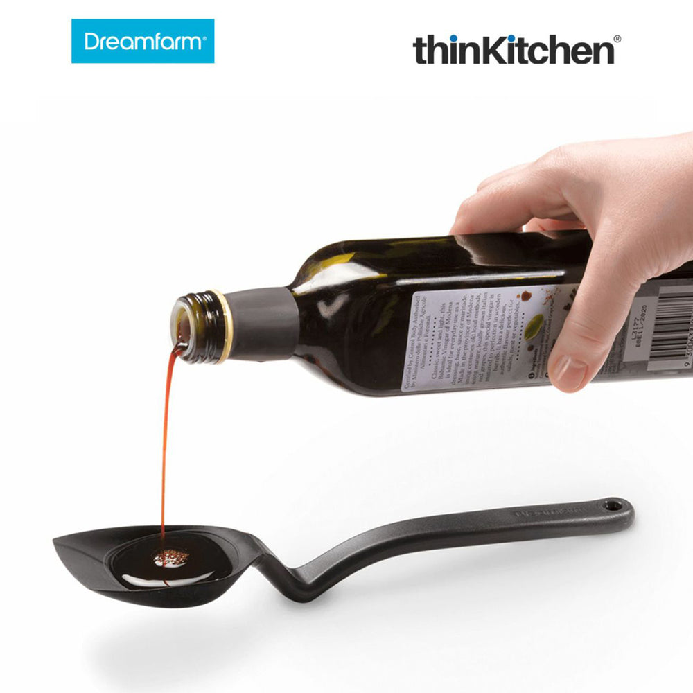 Dreamfarm Multipurpose Premium Sit-Up Silicone Mini Spoon for Scraping, Mixing & Cooking  -SUPOON, Charcoal Black, 20cms