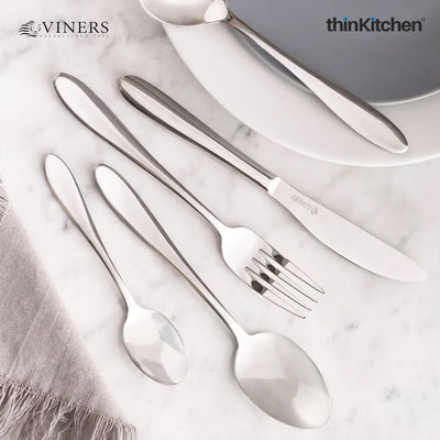 Viners 24-Piece Stainless Steel Silver Cutlery Set