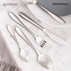 Viners Premium 24-Piece Stainless Steel Silver Cutlery Set | Mirror Polished Luxury Flatware with Gift Box | Crafted in UK