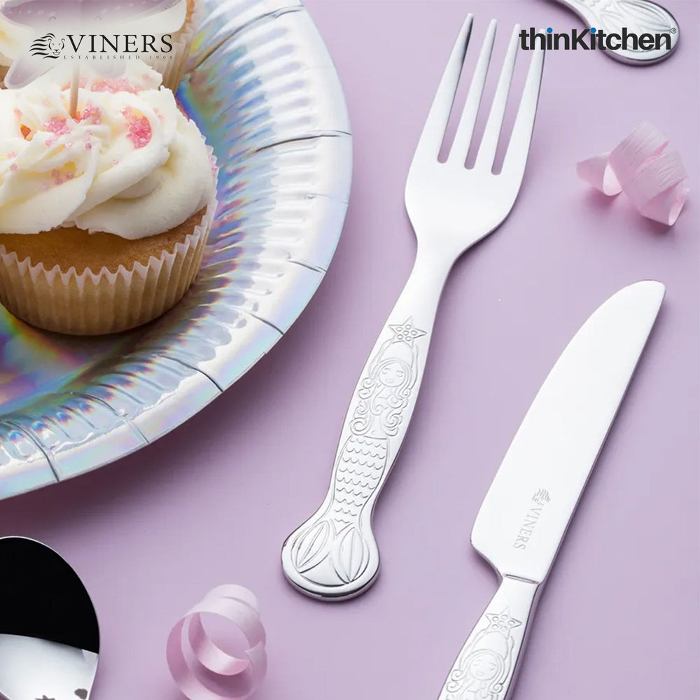 Viners Stainless Steel 4-Piece Kids Cutlery Set, Mermaid