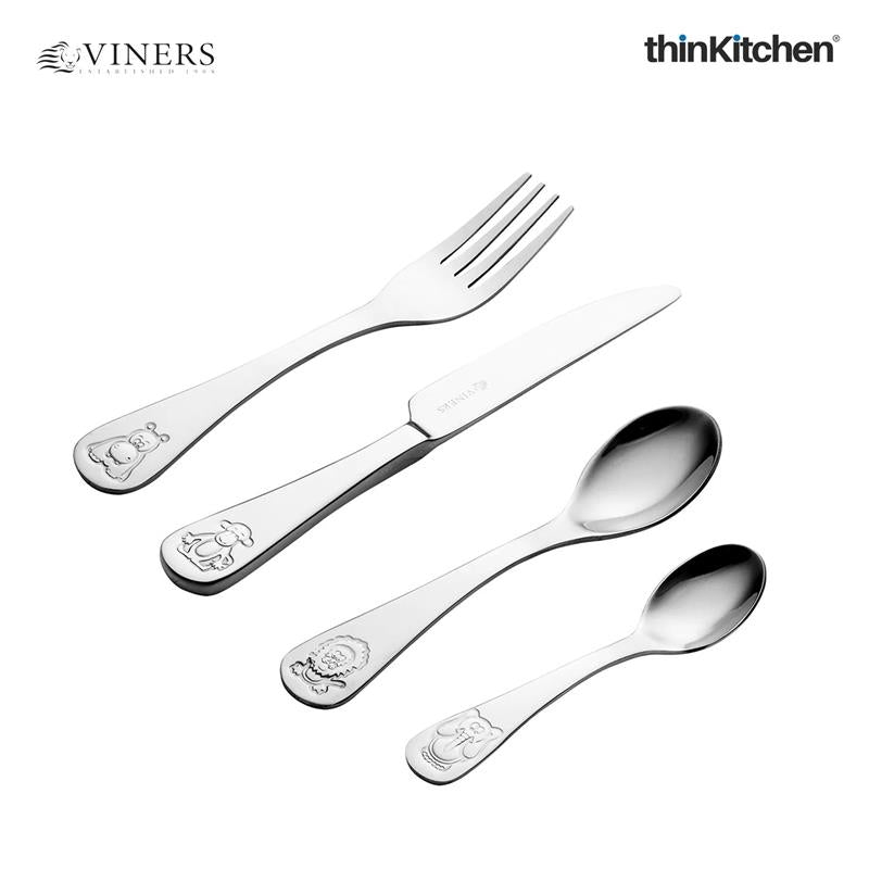 Viners Stainless Steel 4-Piece Kids Cutlery Set- Jungle