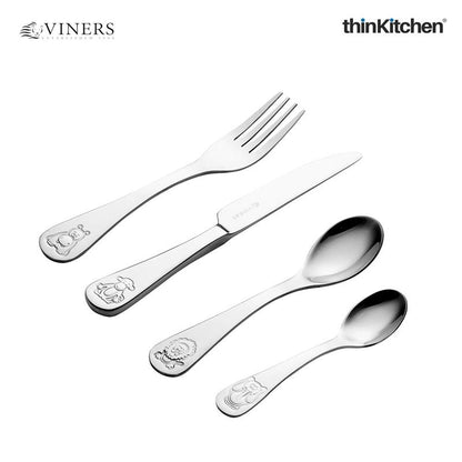Viners Stainless Steel 4-Piece Kids Cutlery Set- Jungle