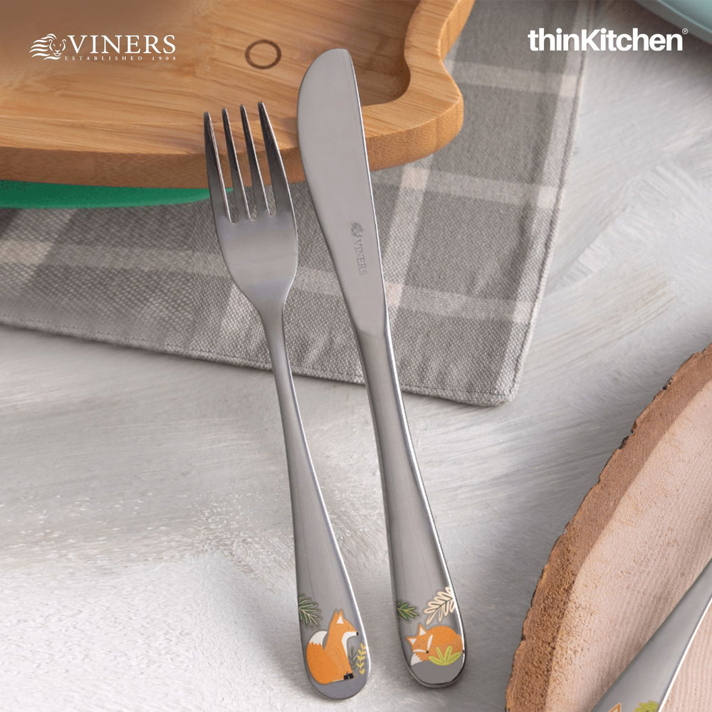 Viners 3‑Piece Kids Cutlery Set Fox – Spoon, Fork & Knife in Gift Box | Crafted in UK