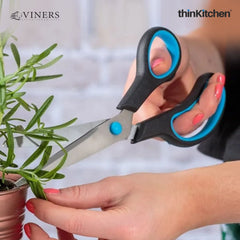 Viners Stainless Steel Multipurpose Kitchen Scissors Set of 2 (8″&10″), Black |Crafted in UK for thinKitchen