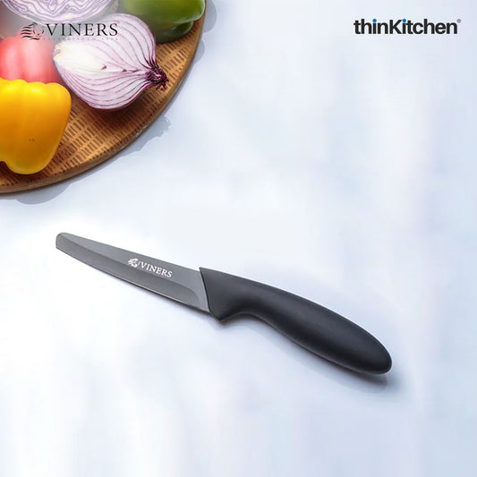 Viners Assure 3.5” Stainless Steel Paring Soft Grip Handle Safety Kitchen Knife, Black