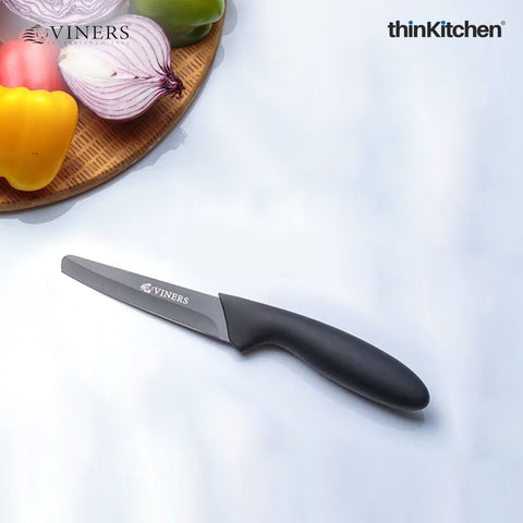 Viners Assure 3.5” Stainless Steel Paring Soft Grip Handle Safety Kitchen Knife, Black