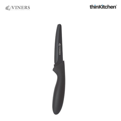 Viners Assure 3.5” Stainless Steel Paring Soft Grip Handle Safety Kitchen Knife, Black
