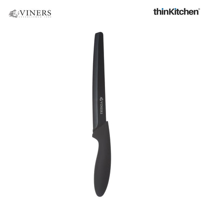 Viners Assure 8” Stainless Steel Carving Soft Grip Handle Safety Kitchen Knife, Black