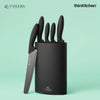 Viners Premium Stainless Steel Kitchen Knife Setof 5 with Holder, Black|Crafted in UK for thinKitchen