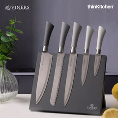 Viners Premium 6-Piece Stainless Steel Knife Set with Magnetic Stand, Gift Box with 10 Years Guarantee | Crafted in UK for thinKitchen
