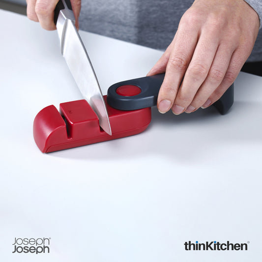 Joseph Joseph Rota Folding Knife Sharpener and Honer – Compact, Dual Ceramic Sharpening Wheels, Safe & Ergonomic Design for Stainless Steel Knives