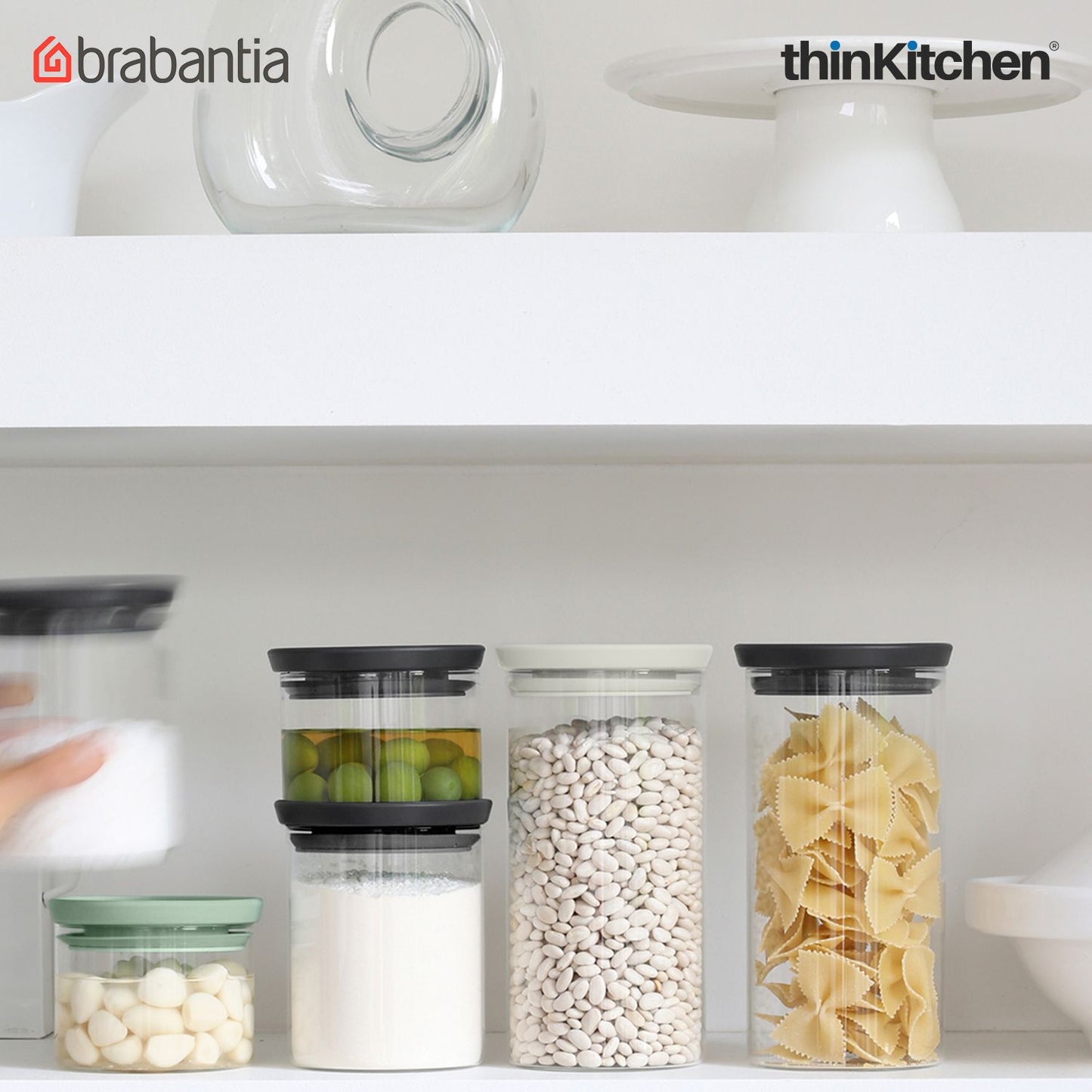 Brabantia Transparent Stackable Glass Jars Set of 3 Pcs