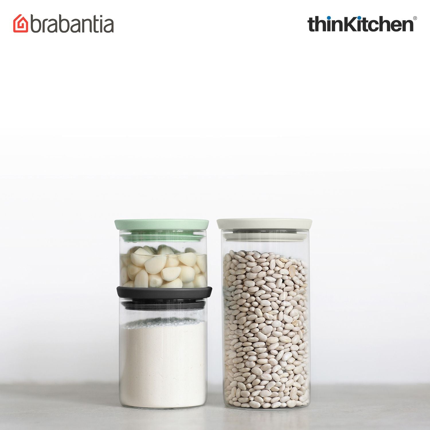Brabantia Transparent Stackable Glass Jars Set of 3 Pcs - 5