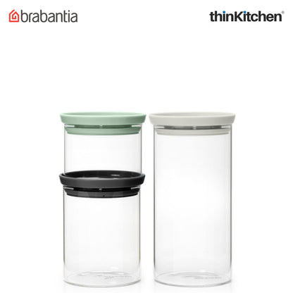 Brabantia Transparent Stackable Glass Jars Set of 3 Pcs