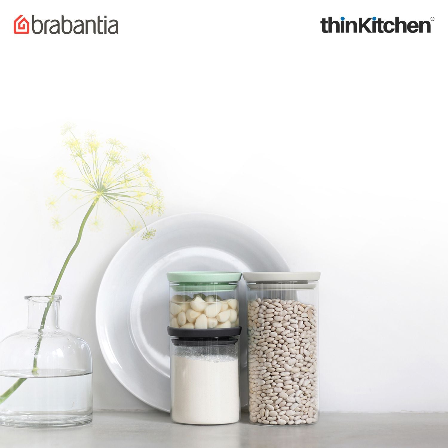 Brabantia Transparent Stackable Glass Jars Set of 3 Pcs - 1