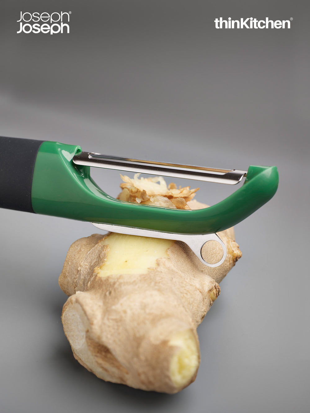 Joseph Joseph Stainless Steel Straight Bladed Peeler – Multi-Peel, Sleek Dark Green, Dishwasher Safe