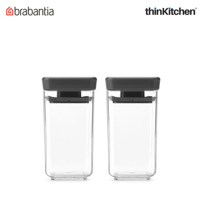 Brabantia Dark Grey Tasty+ Stackable Canister, Set of 2