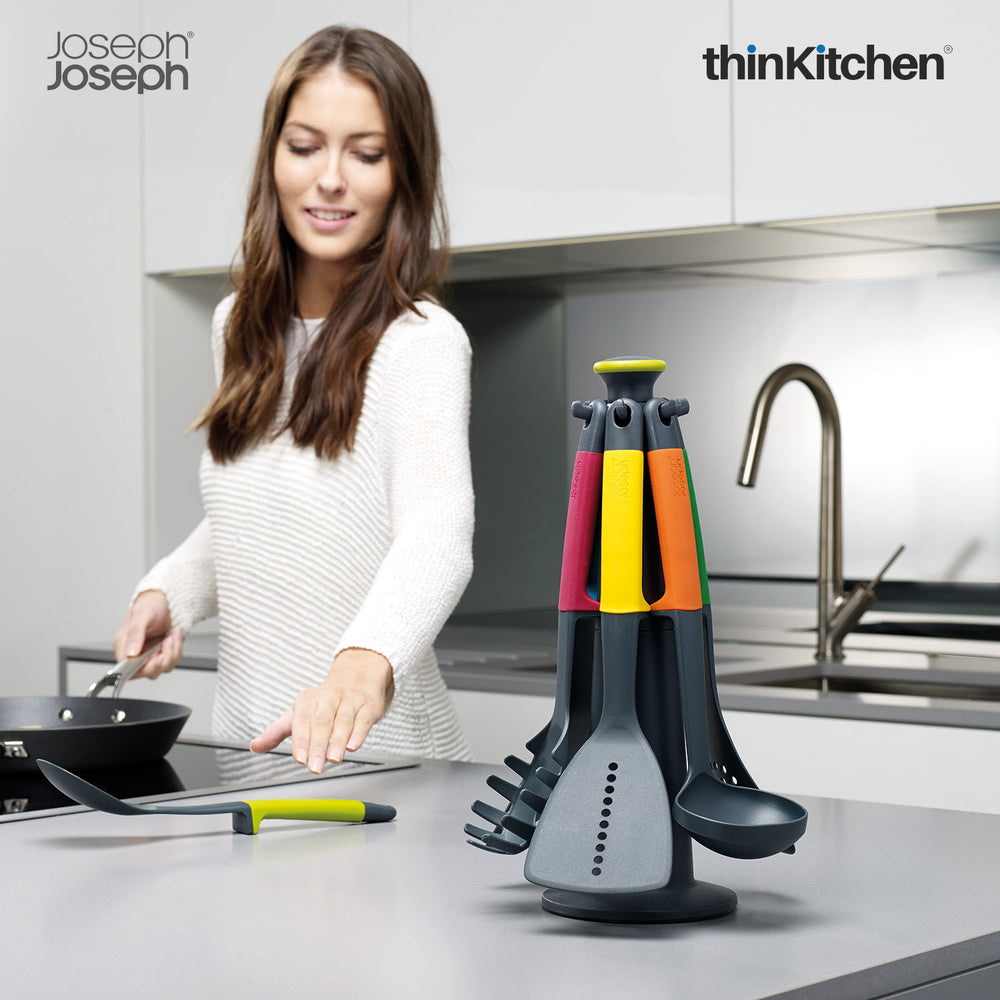 Joseph Joseph 6-Piece Nylon Cooking Utensil Set with Rotating Stand – Elevate Carousel, Multicolor