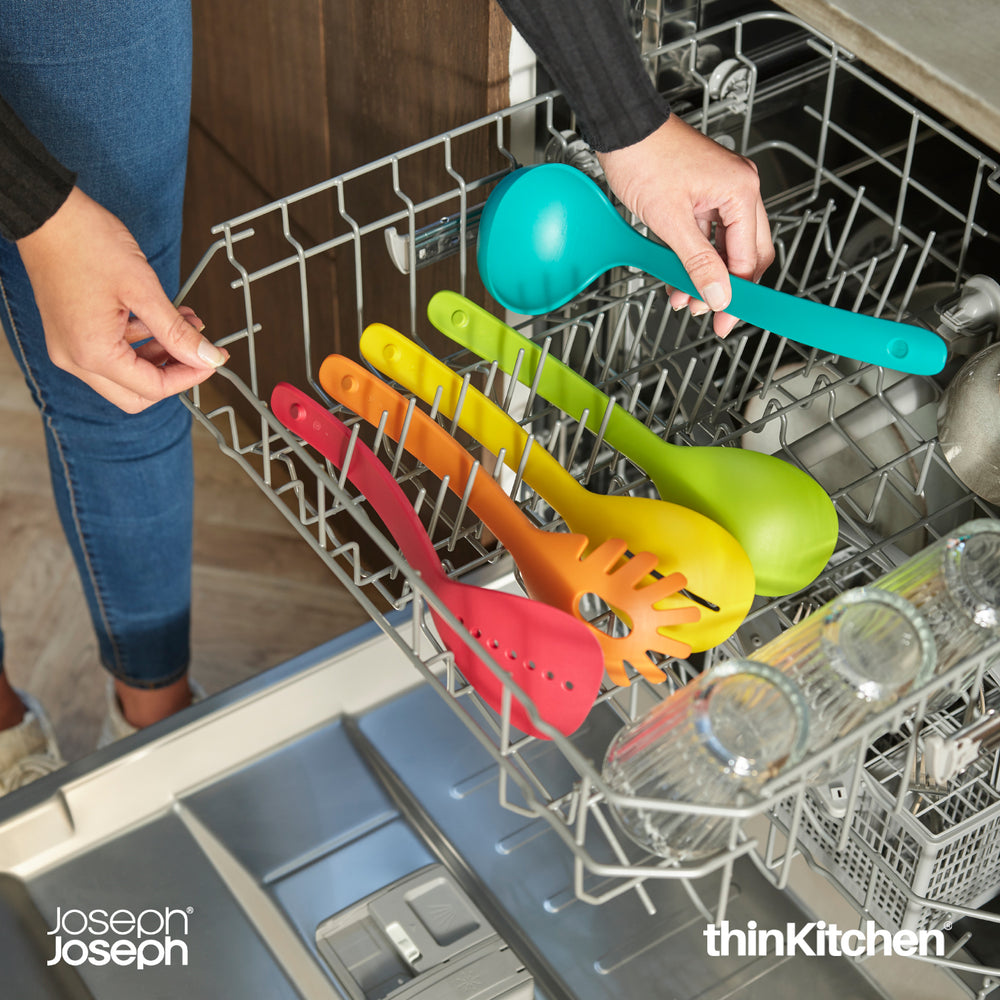 Joseph Joseph Premium Nestable 5-Pc Nylon Kitchen Cooking Utensil Set, Non Stick Safe | Compact, Magnetic, Heat Resistant