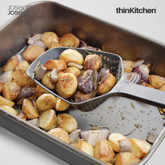 Joseph Joseph Scoop Plus Colander Grey – Heat-Resistant Nylon Strainer with Pan Hooks, Dishwasher Safe