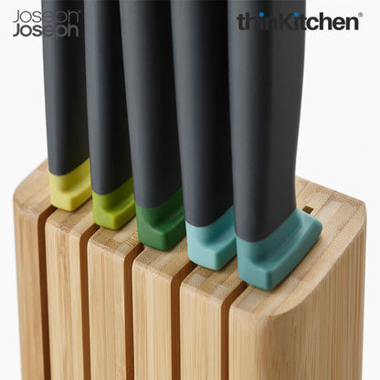 Joseph Joseph Elevate Knives Bamboo 5 Piece Elevate Knife Set With Slimline Bamboo Block