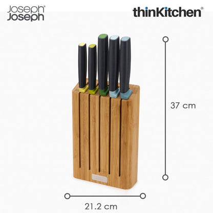 Joseph Joseph Elevate Knives Bamboo 5 Piece Elevate Knife Set With Slimline Bamboo Block