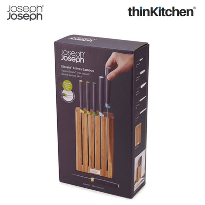 Joseph Joseph Elevate Knives Bamboo 5 Piece Elevate Knife Set With Slimline Bamboo Block