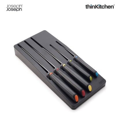 Joseph Joseph Elevate Knives 5-Piece Colour Coded, Japanese Stainless Steel Knives With Drawer Tray