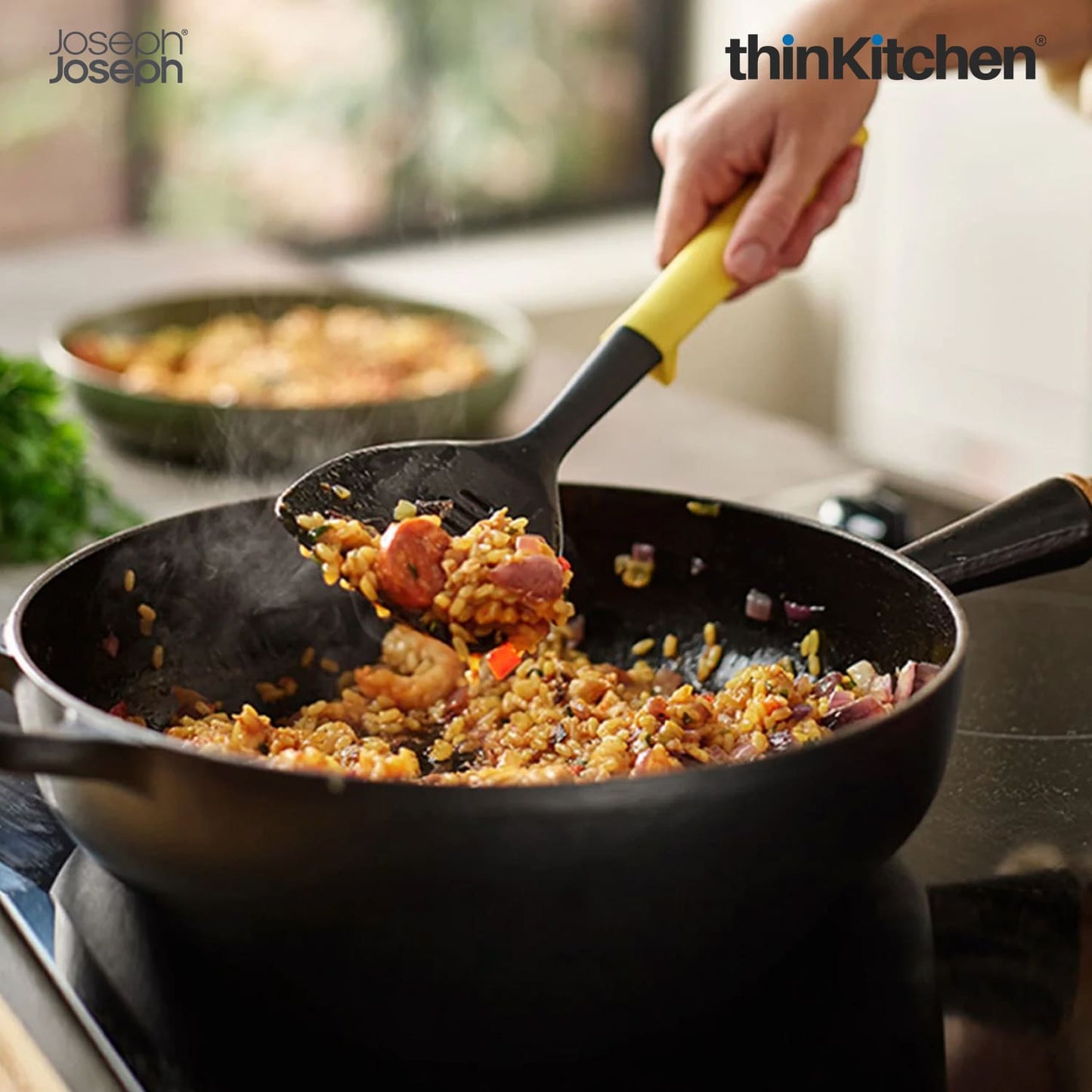 Joseph Joseph Duo Slotted Turner, Non Stick Nylon Cooking Spatula with Integrated Tool Rest