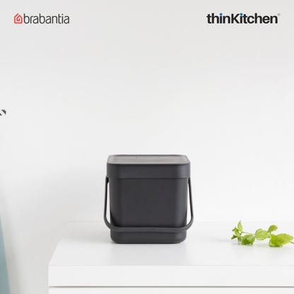 Brabantia Sort Go Waste Bin 6 Litre Dark Grey