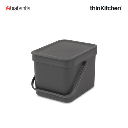 Brabantia Sort Go Waste Bin 6 Litre Dark Grey