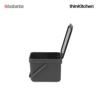 Brabantia Sort Go Waste Bin 6 Litre Dark Grey