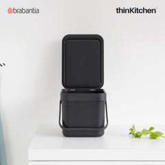 Brabantia, Sort&Go, Dustbin, Sort & Go Waste Bin, 6 Litre, Grey