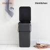 Brabantia, Sort&Go, Dustbin, Sort & Go Waste Bin, 16 Litre, Grey