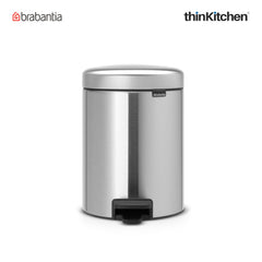 Brabantia, Waste Management, Dustbin, NewIcon Pedal Bin, 5 Litre, Plastic Bucket, Matt Steel