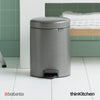 Brabantia, Waste Management, Dustbin, NewIcon Pedal Bin, 5 Litre, Plastic Bucket, Platinum
