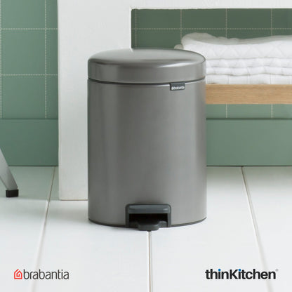 Brabantia Newicon Plastic Pedal Bin 5 Litre Platinum