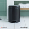 Brabantia Premium Waste Management Dustbin – NewIcon Pedal Bin, 5L Plastic Bucket, Matt Black, Soft-Close Lid