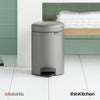 Brabantia, Waste Management, Dustbin, NewIcon Pedal Bin, 3 Litre, Plastic Bucket, Platinum