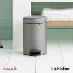 Brabantia, Waste Management, Dustbin, NewIcon Pedal Bin, 3 Litre, Plastic Bucket, Platinum