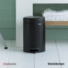 Brabantia, Waste Management, Dustbin, NewIcon Pedal Bin, 3 Litre, Plastic Bucket, Matt Black