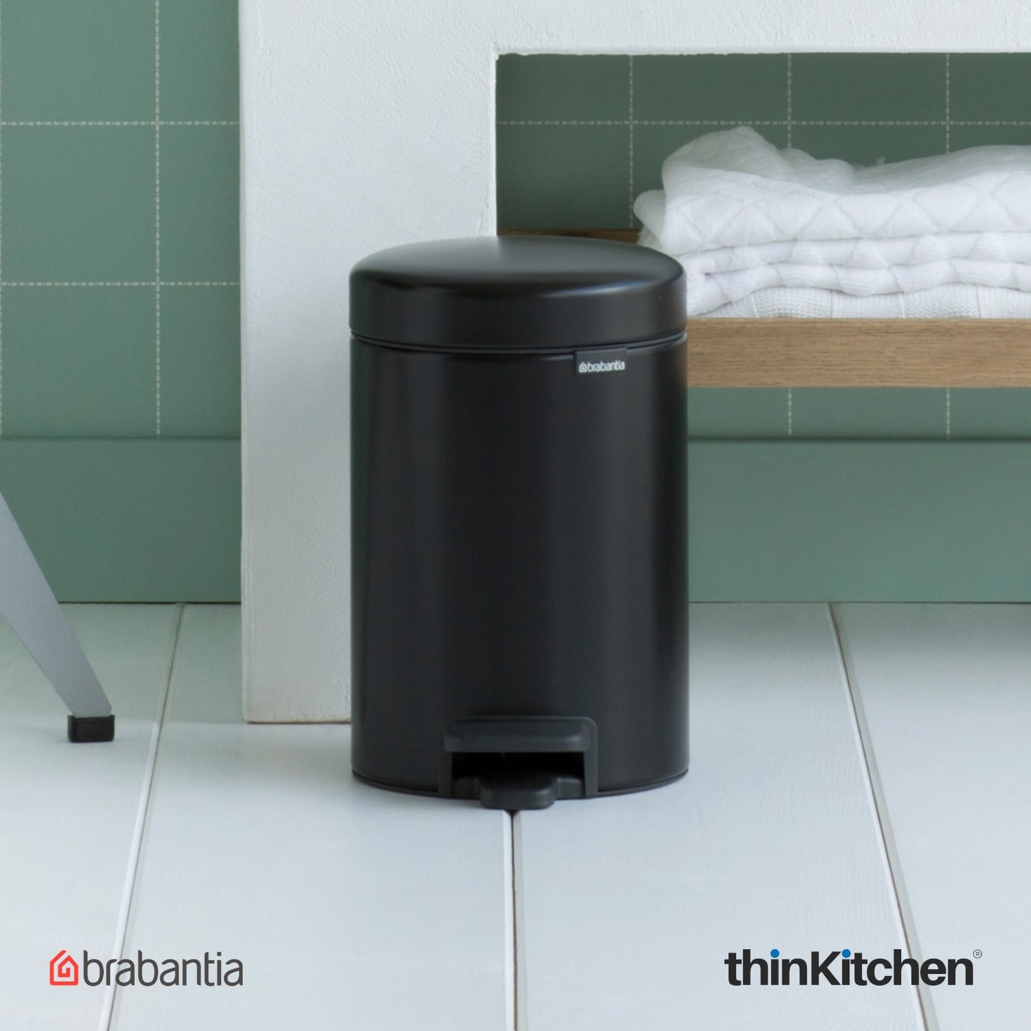Brabantia Newicon Plastic Pedal Bin 3 Litre Matt Black