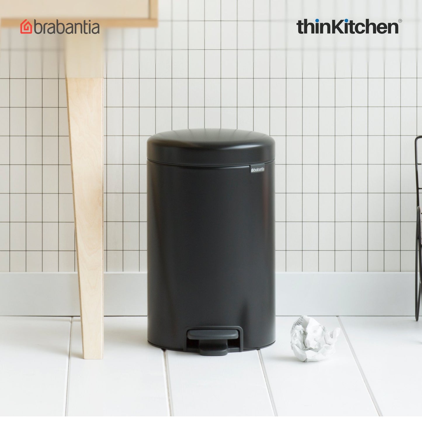 Brabantia Newicon Plastic Pedal Bin 12 Litre Matt Black