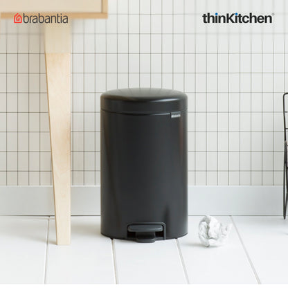 Brabantia Newicon Plastic Pedal Bin 12 Litre Matt Black