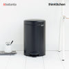 Brabantia, Waste Management, Dustbin, NewIcon Pedal Bin, 12 Litre, Plastic Bucket, Matt Black