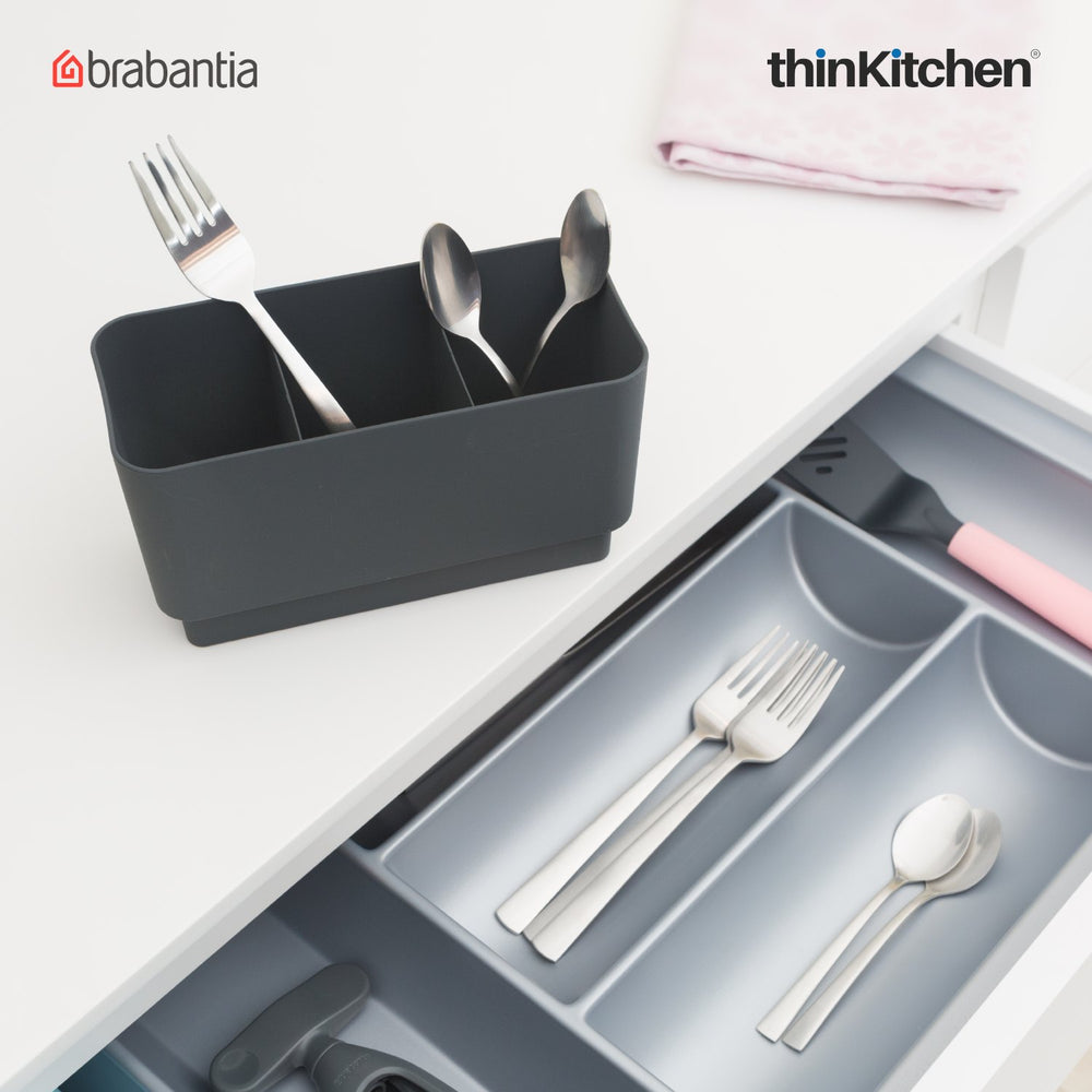 Brabantia Stainless Steel Dish Washing + Organising Compact Dish Drying Rack, Dark Grey
